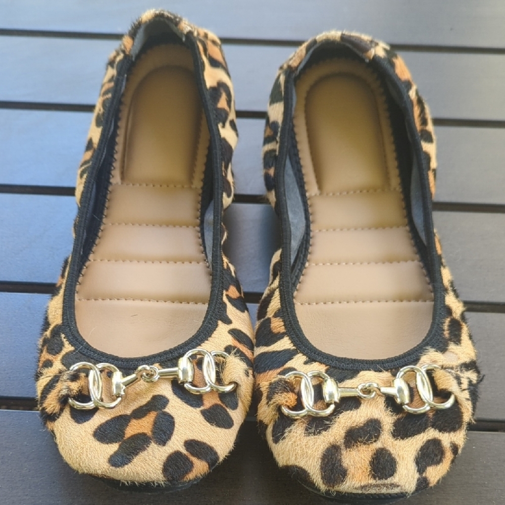 Me Too Leopard Print Flats with Silver Accents